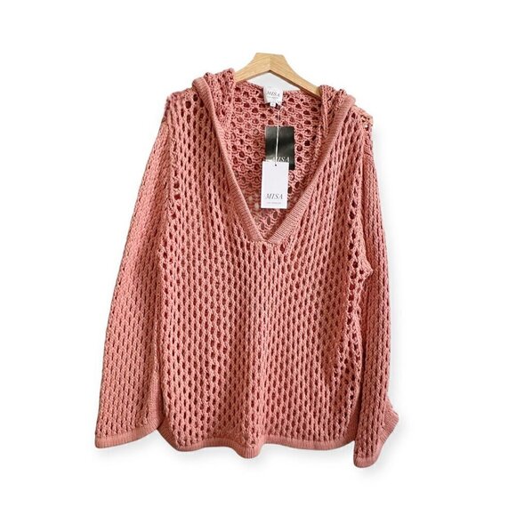 Misa Pink‎ Crochet Hoodie Sweater, Shamani Hoodie, Size  L, New with tag - Picture 3 of 12